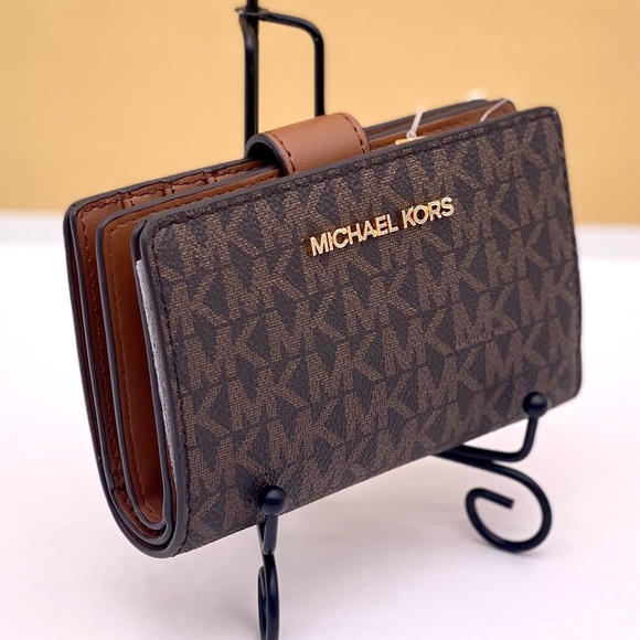 Michael Kors Jet Set Travel Medium Bifold Wallet Brown - Picture 1 of 13